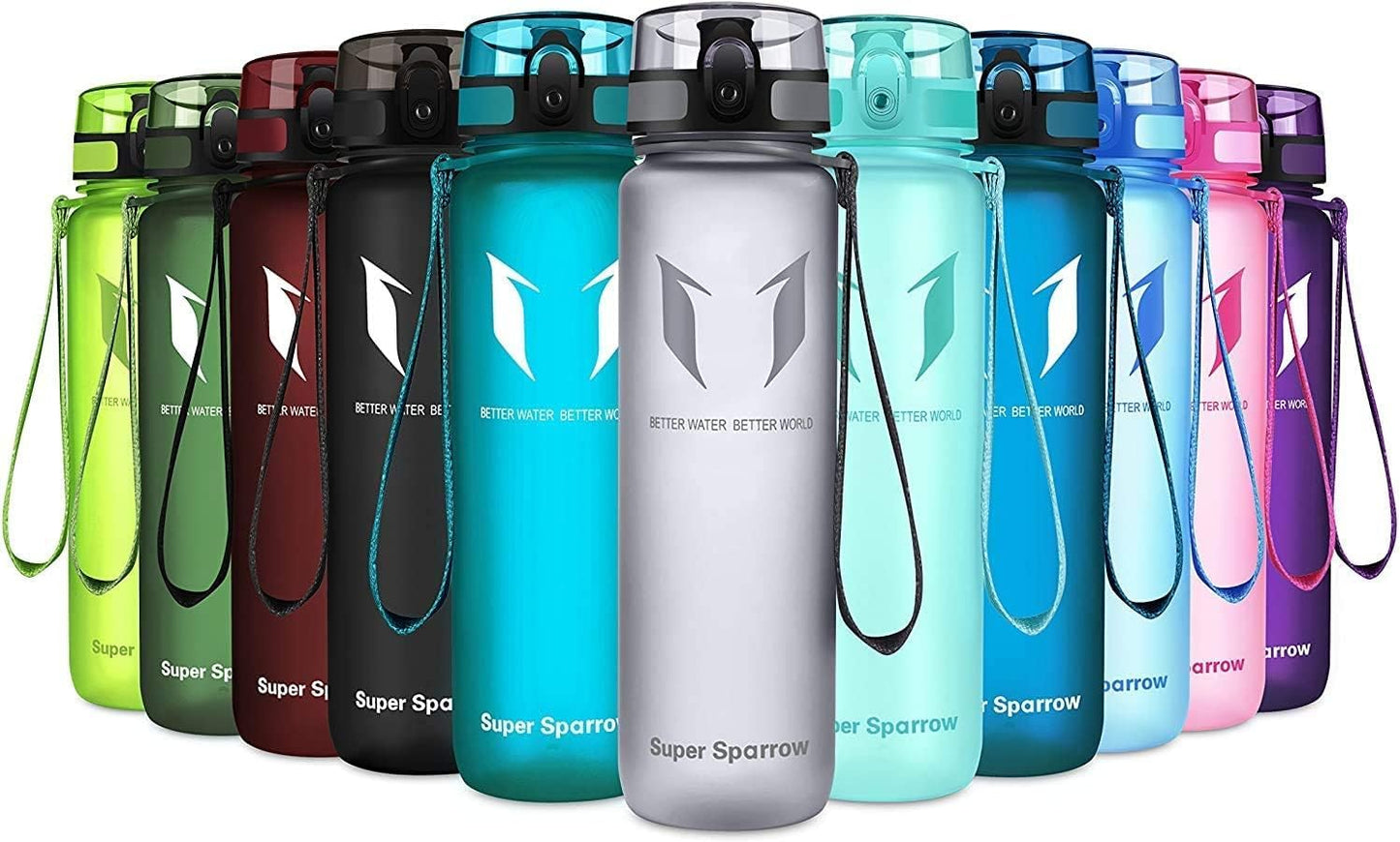 Super Sparrow Water Bottle - 12 Oz/17 Oz/25 Oz/32 Oz - BPA Free Tritan Water Bottles - One Touch Opening - Leak-Proof Plastic Bottle - Kids Water Bottle for Office, Gym, Outdoor, Sports