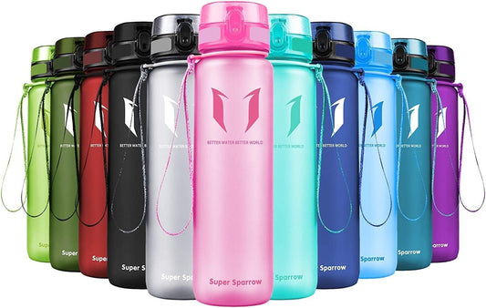 Super Sparrow Water Bottle - 12 Oz/17 Oz/25 Oz/32 Oz - BPA Free Tritan Water Bottles - One Touch Opening - Leak-Proof Plastic Bottle - Kids Water Bottle for Office, Gym, Outdoor, Sports